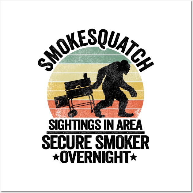 Smokesquatch Sightings In Area Funny BBQ Wall Art by Kuehni